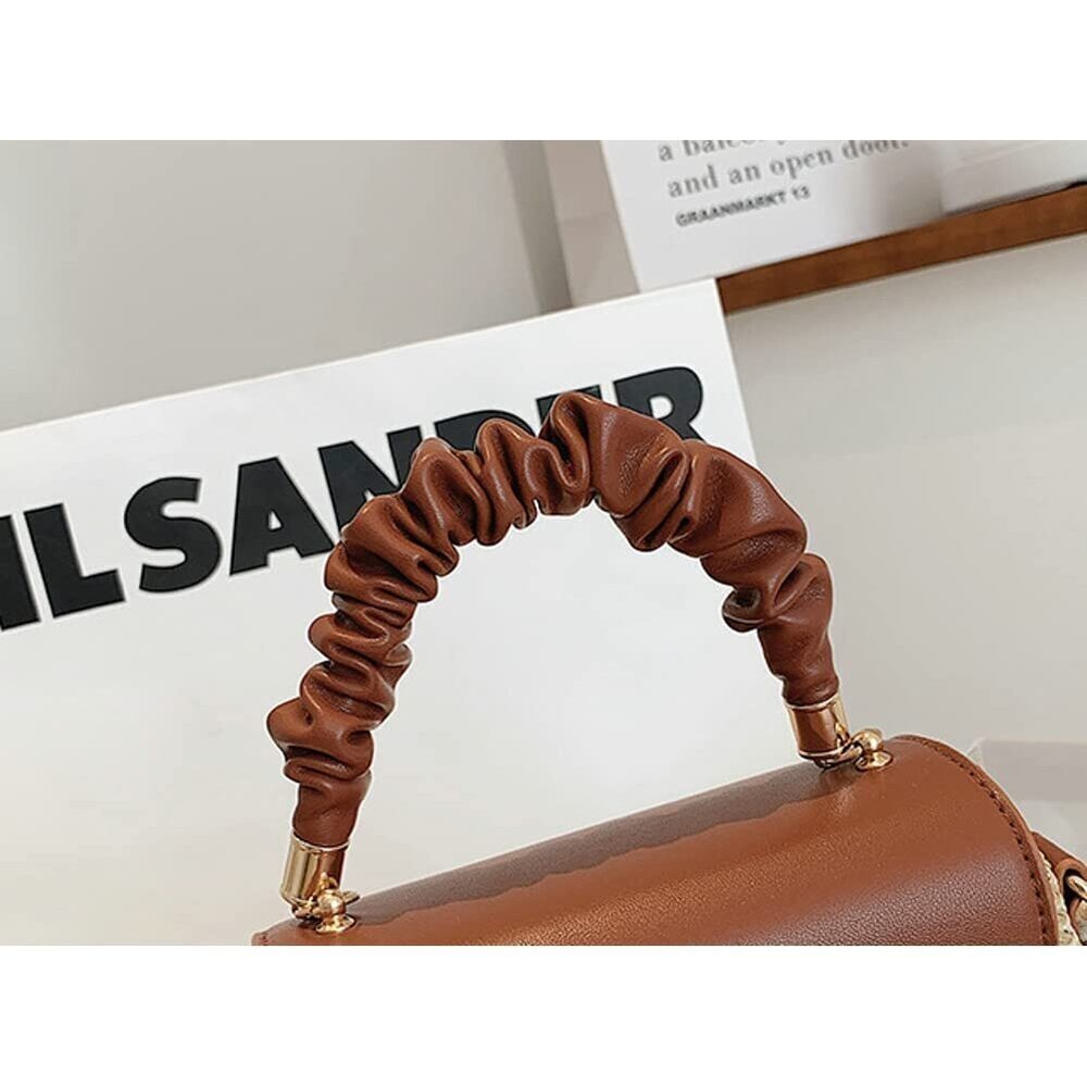 8870 Straw Crossbody Bag Hand Woven Shoulder Bag Leather Top Handle Small - Picture 7 of 8